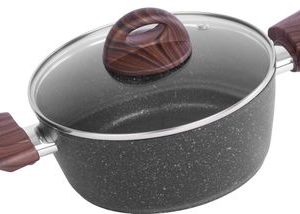 Hrniec MagicHome Black Marble Line, 20 cm, 2200 ml, s pokrievkou