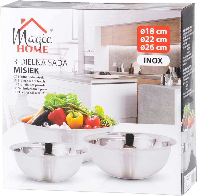 Miska MagicHome, nerez, 18-22-26 cm, sada 3 ks – Obrázok 2