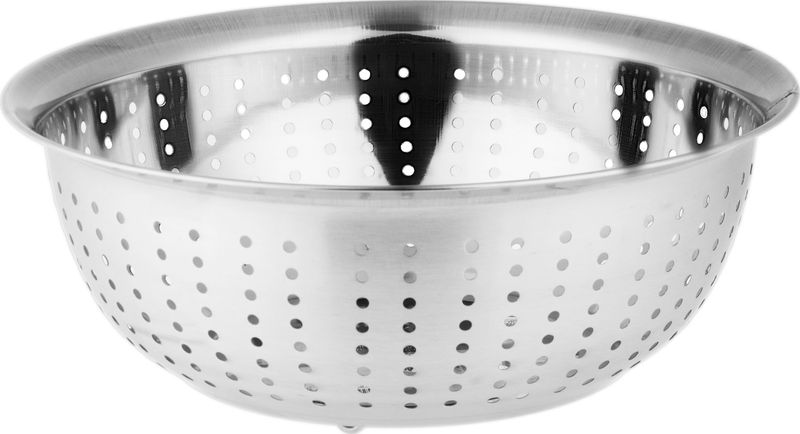 Cedník MagicHome, 26,5 cm, s miskou, okrúhle otvory, nerez – Obrázok 2