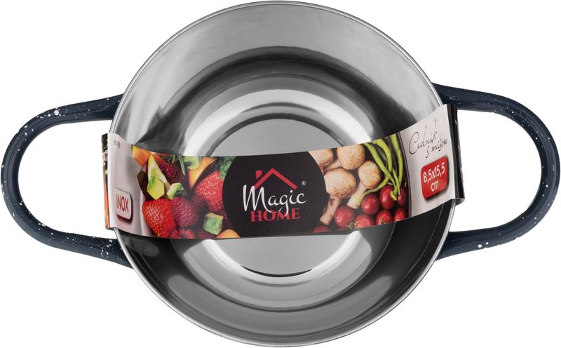 Cedník s misou MagicHome, 15,5 cm, s rúčkou, okrúhle otvory, nerez, sada 2 ks – Obrázok 2
