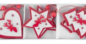 Ozdoba MagicHome Vianoce Woodeco, 3 druhy, bal. 6 ks, 7x7 cm
