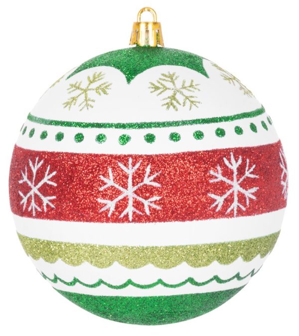 Gule MagicHome Vianoce, 4 ks, červeno - zelené, s ornamentami, na vianočný stromček, 10 cm – Obrázok 4