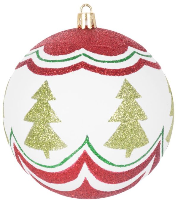 Gule MagicHome Vianoce, 4 ks, červeno - zelené, s ornamentami, na vianočný stromček, 10 cm – Obrázok 3