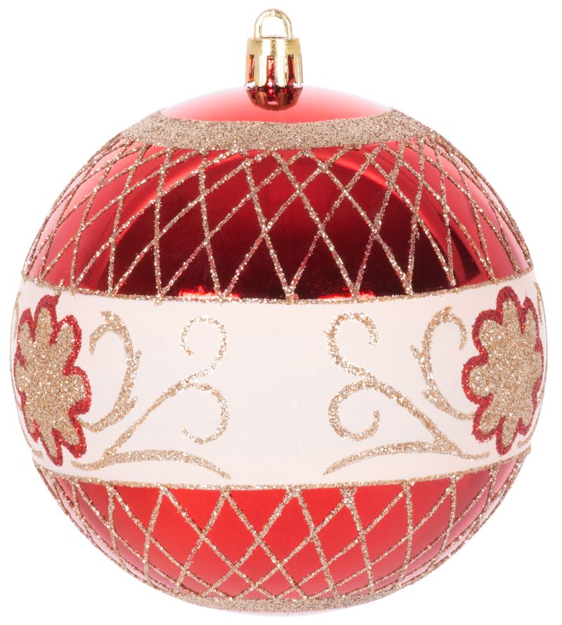 Gule MagicHome Vianoce, 4 ks, červené, s ornamentami, na vianočný stromček, 10 cm – Obrázok 5