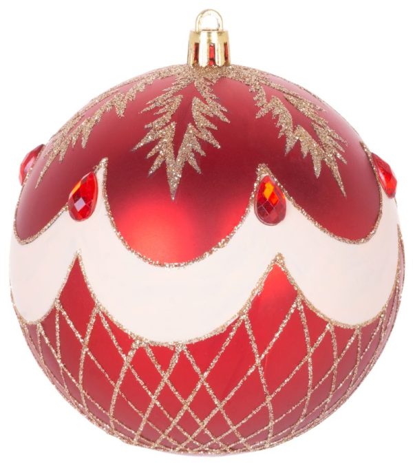 Gule MagicHome Vianoce, 4 ks, červené, s ornamentami, na vianočný stromček, 10 cm – Obrázok 4