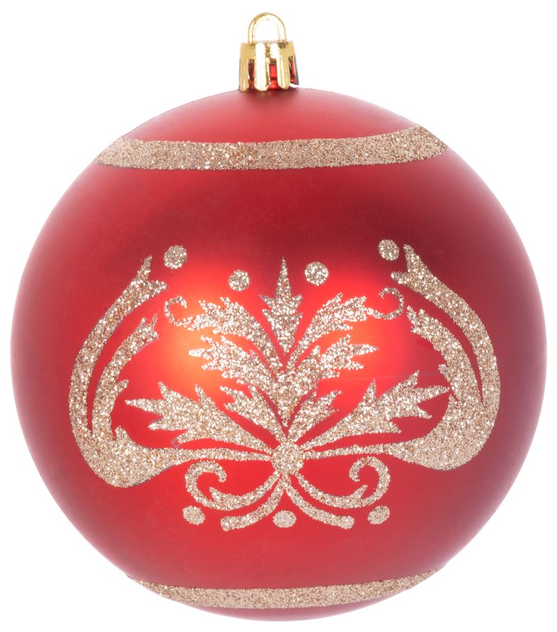Gule MagicHome Vianoce, 4 ks, červené, s ornamentami, na vianočný stromček, 10 cm – Obrázok 3