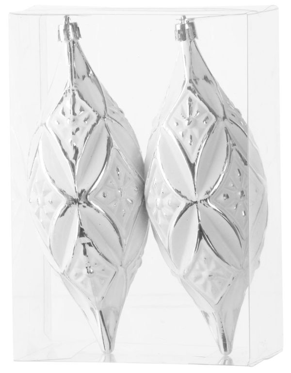 Ozdoba MagicHome Vianoce, strieborné, na vianočný stromček, 2 ks, 16 cm – Obrázok 2