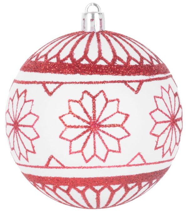 Gule MagicHome Vianoce, 6 ks, 8 cm, červeno - biele, s glitrami, na vianočný stromček – Obrázok 2