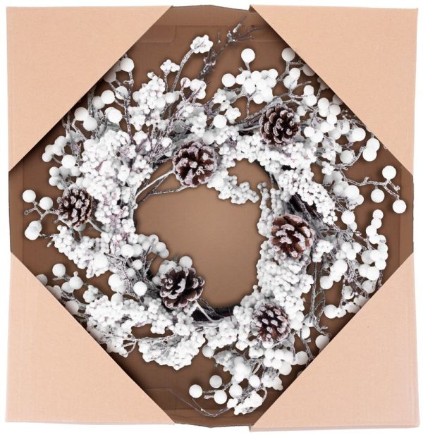 Veniec MagicHome Vianoce, so zasneženými guličkami a šiškami, 50x50x14 cm – Obrázok 3