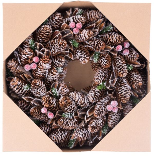 Veniec MagicHome Vianoce, zasnežený, šišky, 37x09x37 cm – Obrázok 3