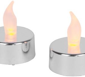 Sviečky MagicHome Vianoce, LED čajové, sada 2 ks, strieborné, na hrob, pohyblivý plameň