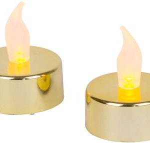 Sviečky MagicHome Vianoce, LED čajové, sada 2 ks, zlaté, na hrob, pohyblivý plameň