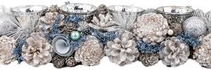 Ikebana MagicHome Vianoce, so šiškami, krémová, adventná