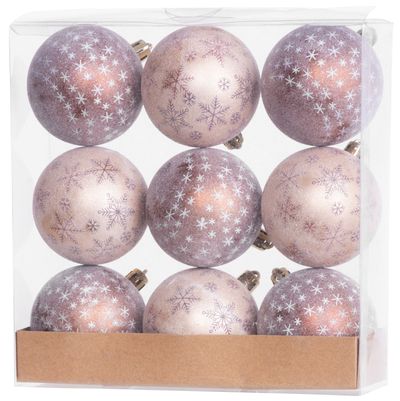 Gule MagicHome Vianoce, 9 ks, bronzové, matné, s dekoráciou, na vianočný stromček, 6 cm – Obrázok 4