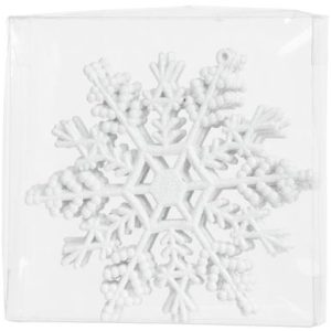 Ozdoba MagicHome Vianoce, 6 ks, snehová vločka, biela, na vianočný stromček, 12 cm
