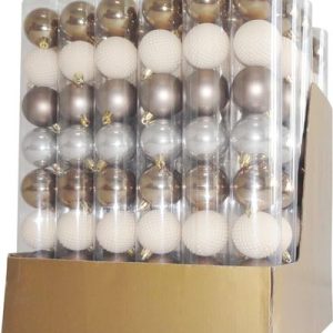 Gule MagicHome Vianoce, 8 ks, bielo-strieborné-bronzové, na vianočný stromček, 5 cm, Sellbox 36 túb