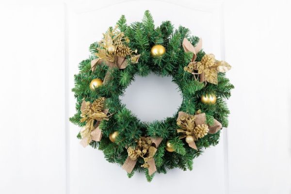 Veniec MagicHome Vianoce, prírodný, 45 cm, 160 vetiev, EXTRA HUSTÝ – Obrázok 4