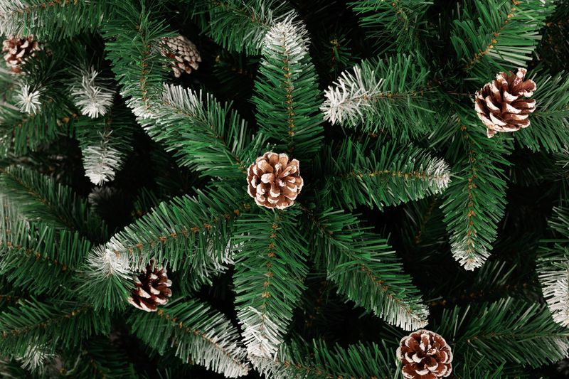 Stromček MagicHome Vianoce Albero, jedľa, zasnežené konce, so šiškami, 200 cm – Obrázok 3