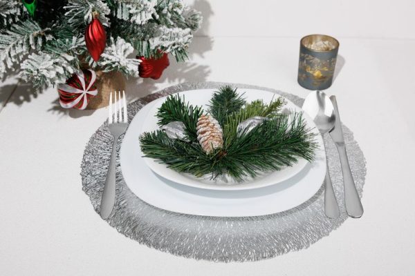 Podložka MagicHome pod tanier, 38 cm, strieborná – Obrázok 2