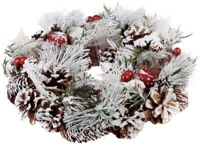 Veniec MagicHome Vianoce, so zasneženou čečinou, adventný, 31x8,5 cm – Obrázok 3
