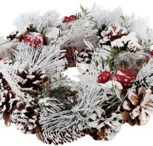 Veniec MagicHome Vianoce, so zasneženou čečinou, adventný, 31x8,5 cm