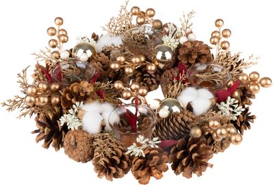 Veniec MagicHome Vianoce, zlatý, adventný, s bavlnou, 32x8,5 cm – Obrázok 4