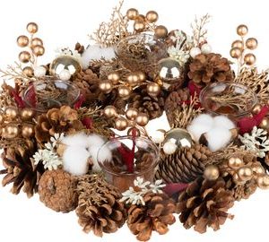 Veniec MagicHome Vianoce, zlatý, adventný, s bavlnou, 32x8,5 cm