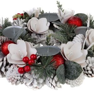 Veniec MagicHome Vianoce, prírodný, biely, adventný, 30 cm