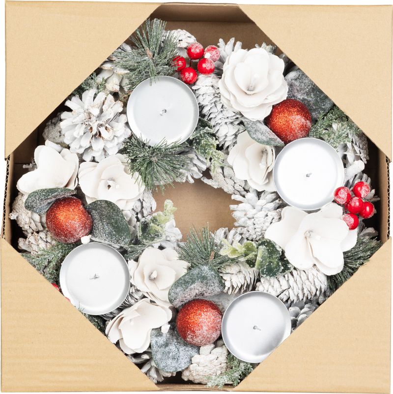 Veniec MagicHome Vianoce, prírodný, biely, adventný, 30 cm – Obrázok 4