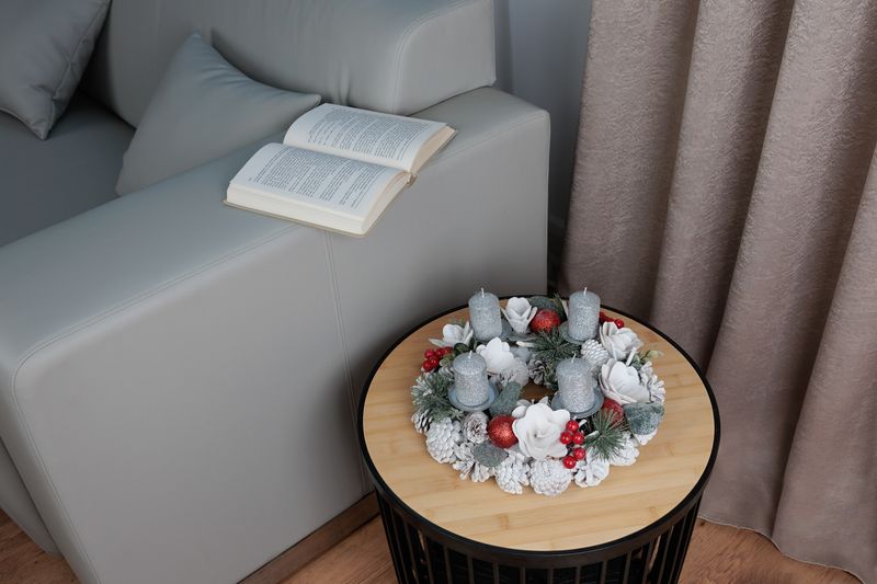 Veniec MagicHome Vianoce, prírodný, biely, adventný, 30 cm – Obrázok 3