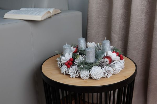 Veniec MagicHome Vianoce, prírodný, biely, adventný, 30 cm – Obrázok 2