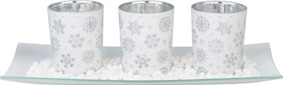 Svietnik MagicHome Vianoce, na podnose, na čajové sviečky, biely, 26x12x7 cm – Obrázok 3