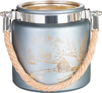 Svietnik MagicHome Vianoce, šedý, s krajinkou, s lankom, 10x10 cm – Obrázok 4