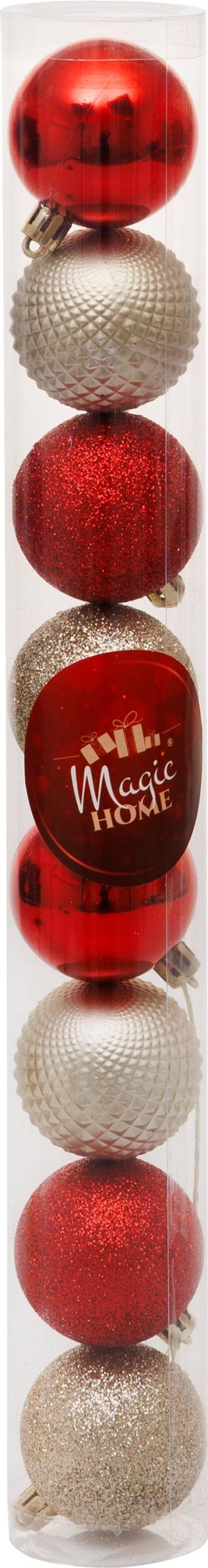 Gule MagicHome Vianoce, 8 ks, červená-champagne, na vianočný stromček, 5 cm, Sellbox 36 túb – Obrázok 8