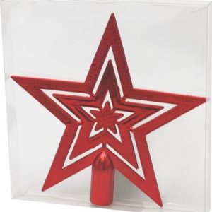 Ozdoba MagicHome Vianoce, 1 ks, 20 cm, hviezda, červená, na vianočný stromček