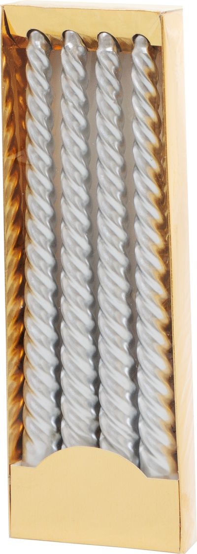 Sviečka MagicHome Vianoce, 25 cm, bal. 4 ks, strieborná, špirálová, točená – Obrázok 4