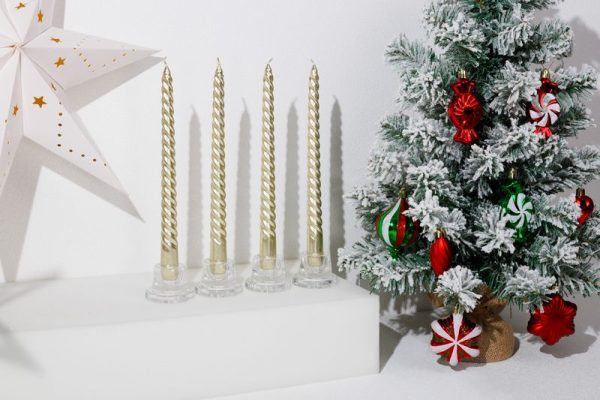 Sviečka MagicHome Vianoce, 25 cm, bal. 4 ks, šampaň, špirálová, točená – Obrázok 2