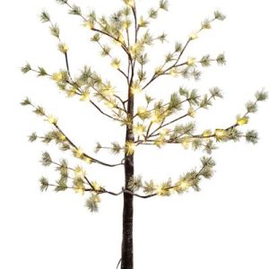 Strom MagicHome Vianoce, Borovica, 48 LED teplá biela, jednoduché svietenie, zasnežený, 120 cm