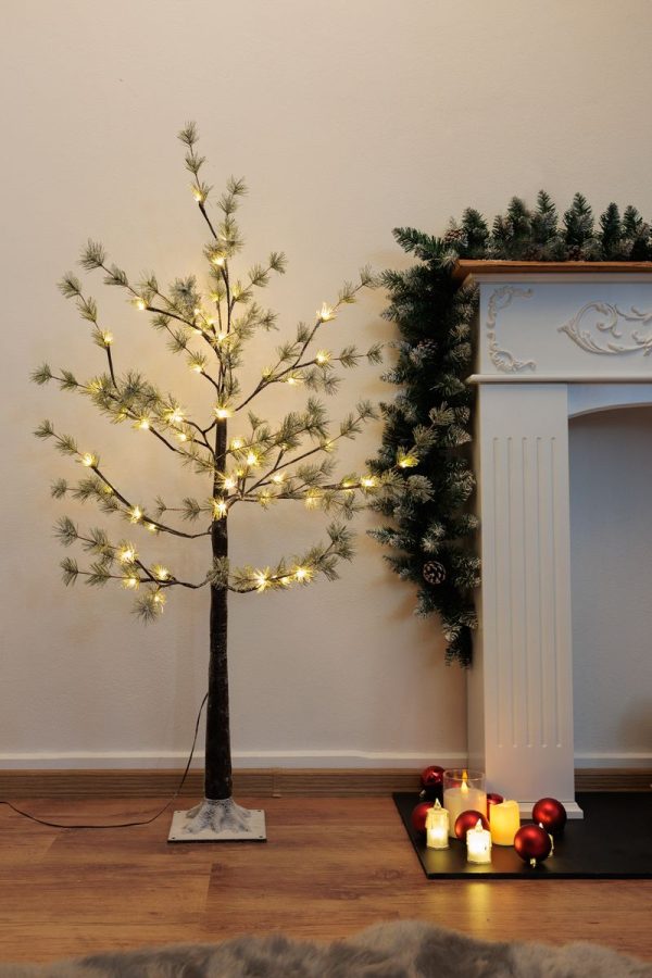 Strom MagicHome Vianoce, Borovica, 48 LED teplá biela, jednoduché svietenie, zasnežený, 120 cm – Obrázok 2