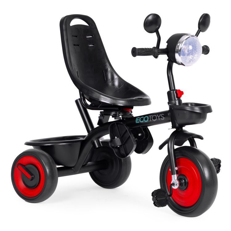 Detská trojkolka, kočík, 3 v 1, otočné sedadlo, červená strieška, ECOTOYS – Obrázok 8