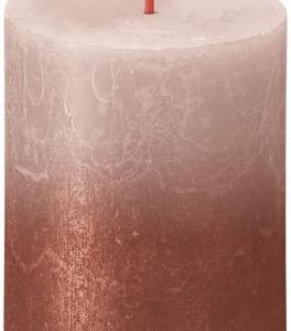 Sviečka Bolsius Rustic, valcová, Vianoce, Sunset Misty Pink+ Amber, 80/68 mm