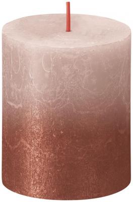 Sviečka Bolsius Rustic, valcová, Vianoce, Sunset Misty Pink+ Amber, 80/68 mm