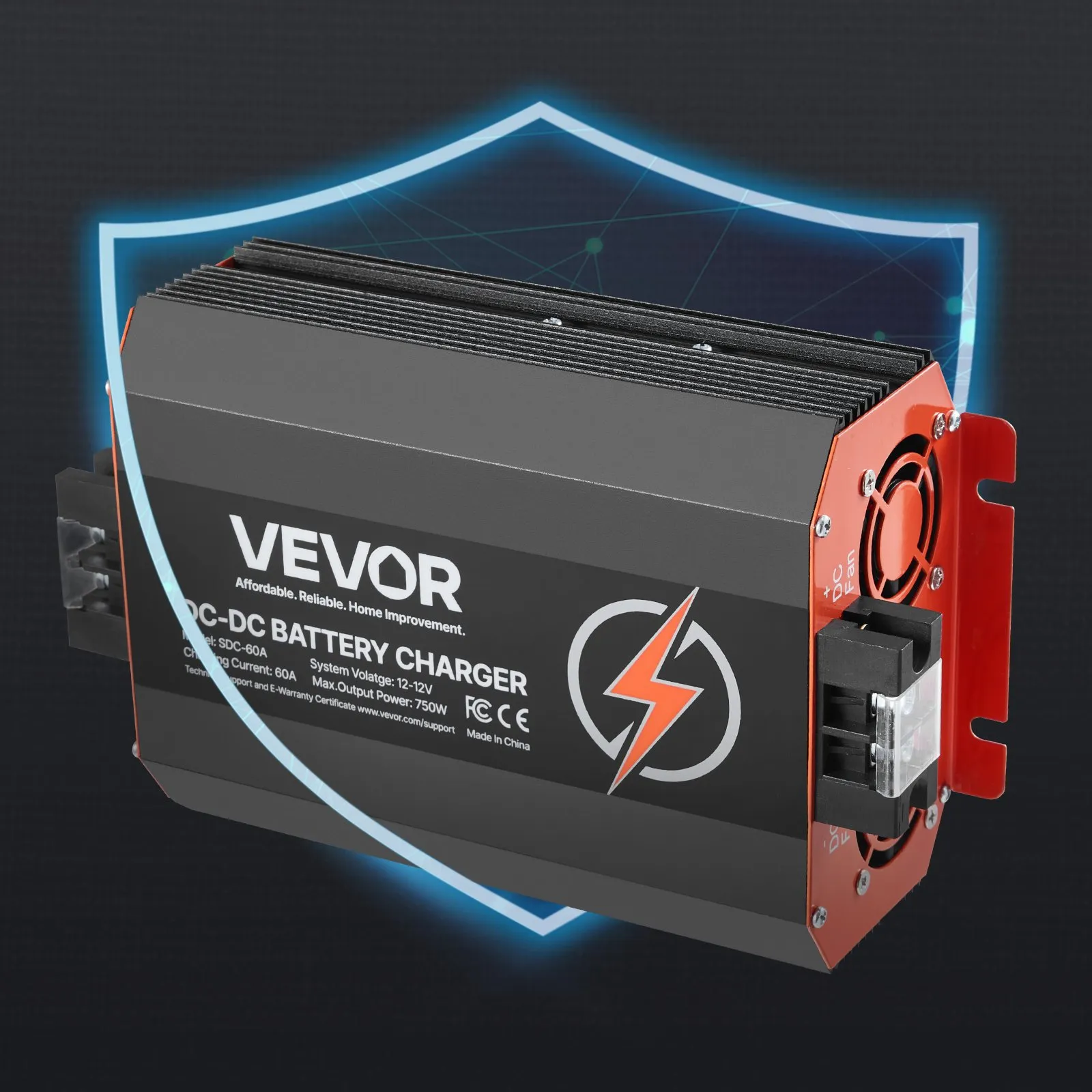 Nabíjačka batérií 12V 60A DC/DC, 750W pre olovené, lítiové, AGM, gélové a mokré batérie, inteligentné viacstupňové nabíjanie, pre obytné vozidlá, úžitkové vozidlá, lode a jachty – Obrázok 3