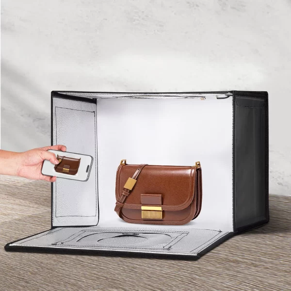 Svetelný box  pre fotografické štúdio, 12 x 12 palcov, 3000-5600K, nastaviteľné 3 teploty farieb, profesionálna sada stanu pre fotografovanie so 120 LED diódami, 6 pozadími, mäkká svetelná látka, vysoké CRI ≥ 95 pre malé produkty