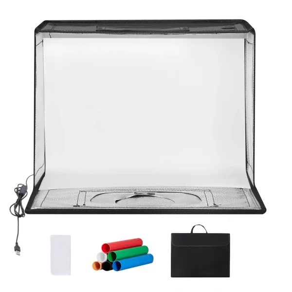 Svetelný box  pre fotografické štúdio, 12 x 12 palcov, 3000-5600K, nastaviteľné 3 teploty farieb, profesionálna sada stanu pre fotografovanie so 120 LED diódami, 6 pozadími, mäkká svetelná látka, vysoké CRI ≥ 95 pre malé produkty – Obrázok 5