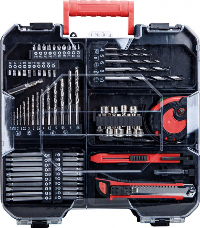 Skrutkovač Worcraft CHD-S20LiBAT ShareSYS 20V, Li-ion, bezuhlíkový, 2x akumulátor 2.0Ah, nabíjačka, set s príslušenstvom 73ks, v kufríku