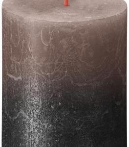 Sviečka Bolsius Rustic, valcová, Vianoce, Sunset Creamy Caramel+ Anthracite, 80/68 mm