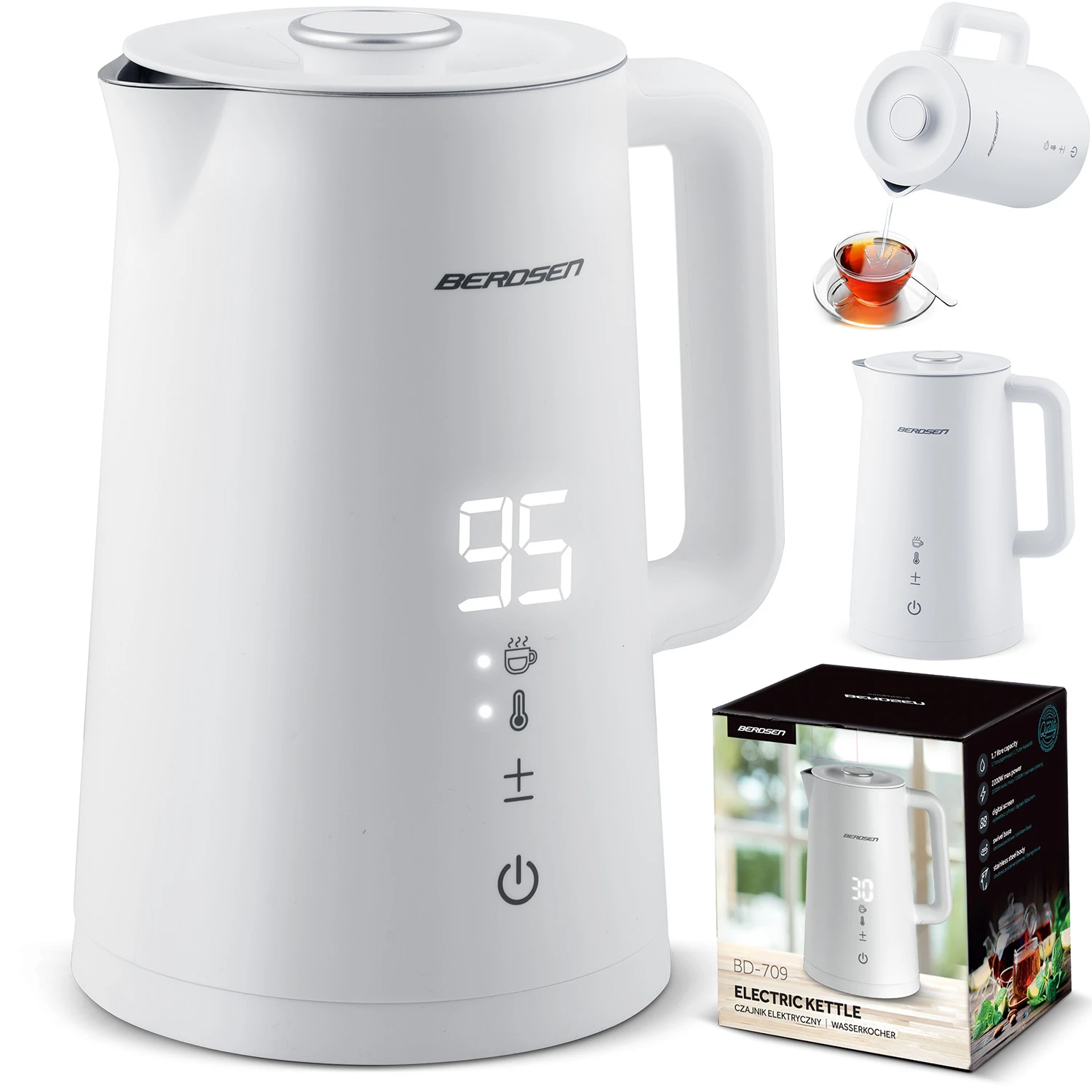Rýchlovarná kanvica 1,7 l Berdsen BD-709 biela