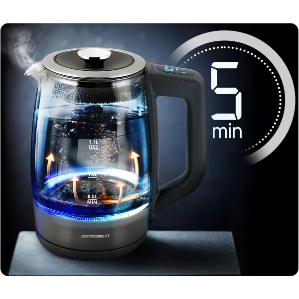Sklenená elektrická kanvica 1,7l Berdsen BD-711 – Obrázok 2
