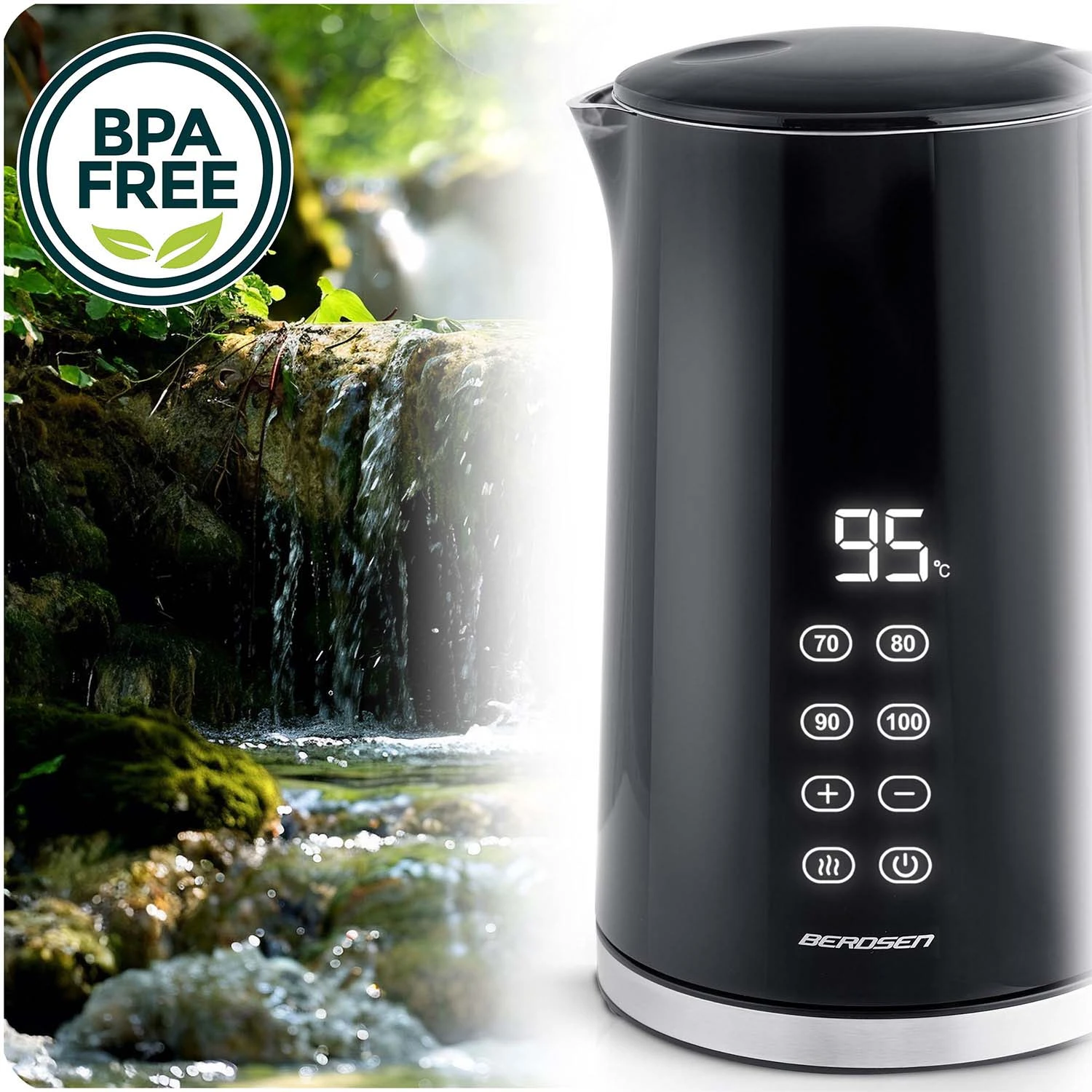 Rýchlovarná kanvica Berdsen BD-71 1,7 l čierna a strieborná – Obrázok 4